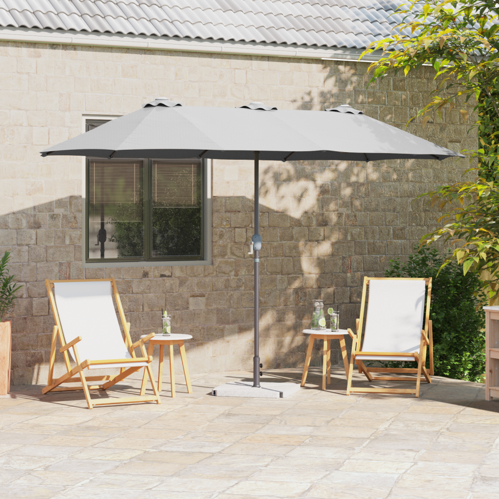 vidaXL Trädgårdsparasol Sand 370 x 197 x 239 cm Pulverlackerad stål