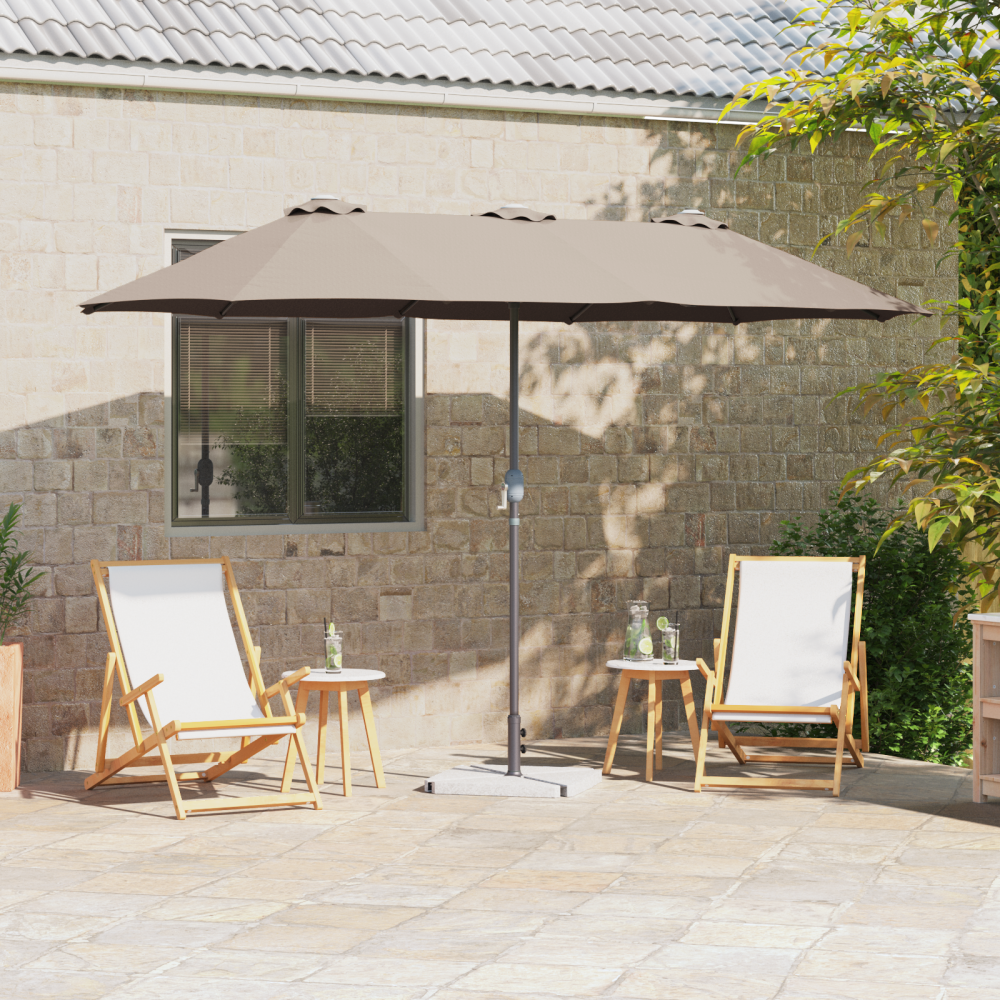 vidaXL Trädgårdsparasol Taupe 370 x 197 x 239 cm Pulverlackerad stål