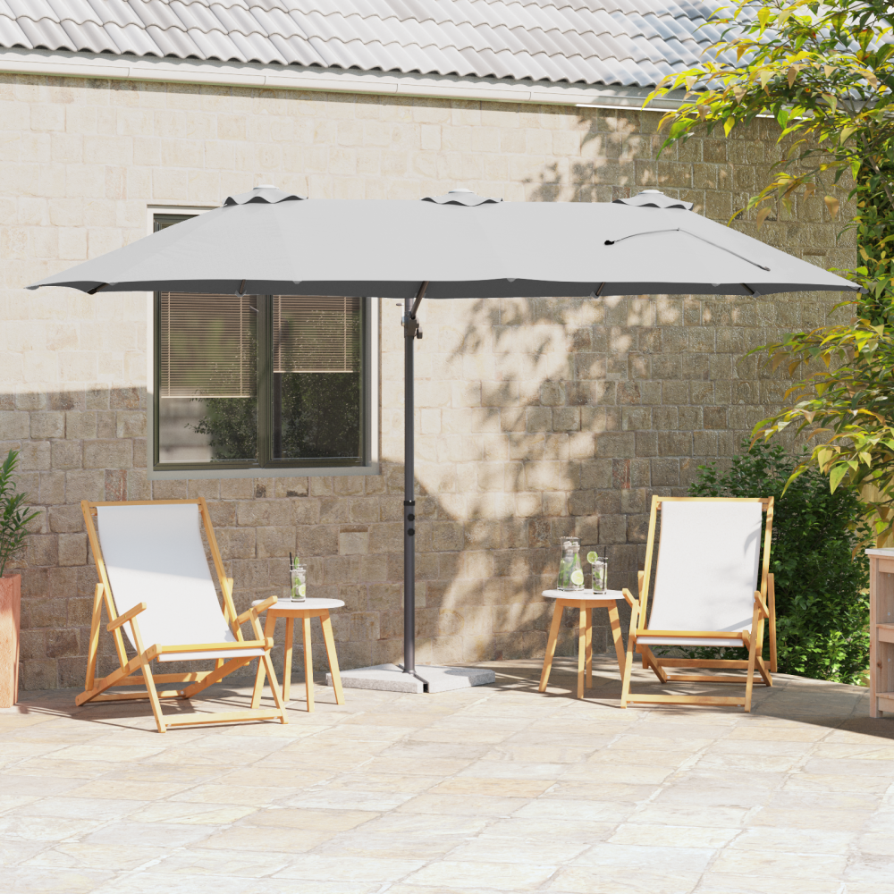 vidaXL Trädgårdskantileverparasol Sand 372 x 198 x 243 cm