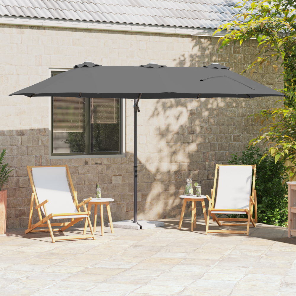 vidaXL Trädgårdskantileverparasol Antracit 372 x 198 x 243 cm
