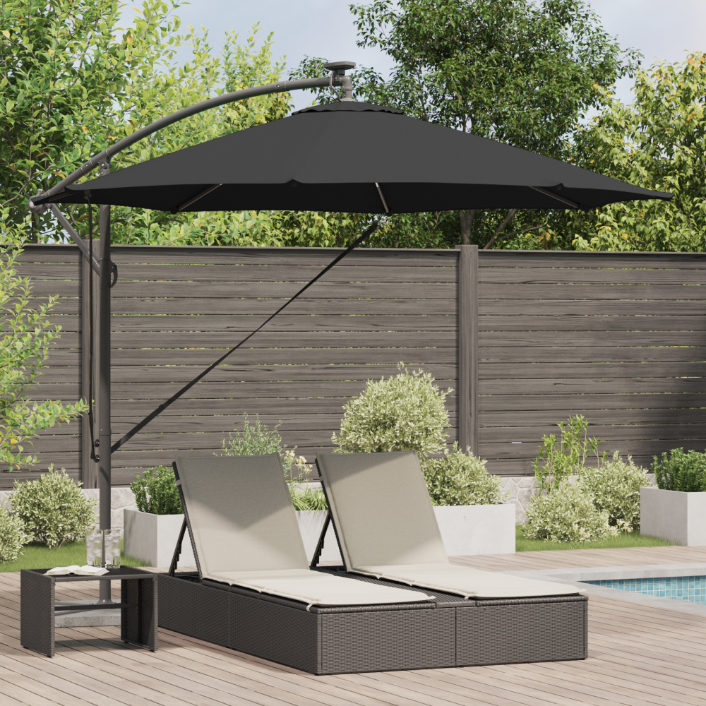 vidaXL Cantilever bananparasol Svart 294 x 294 x 248 cm