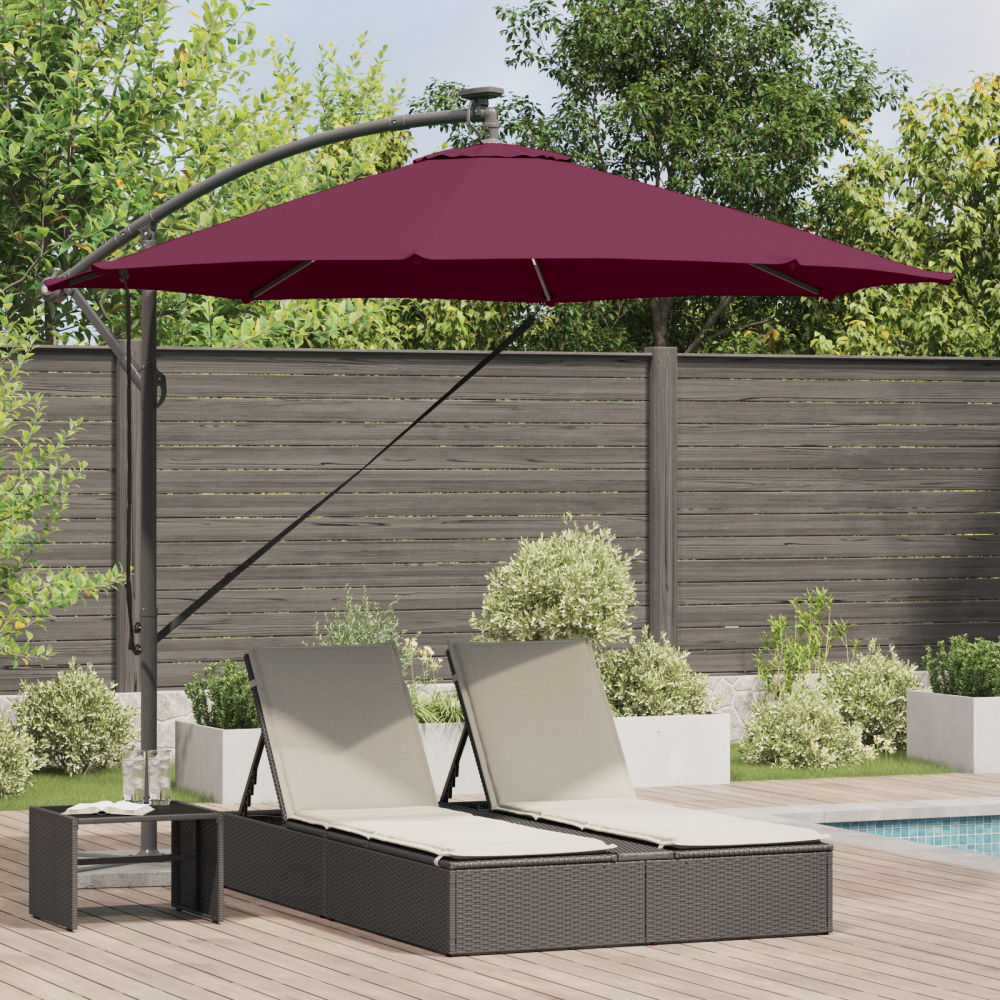vidaXL Cantilever bananparasol Vinröd 294 x 294 x 248 cm