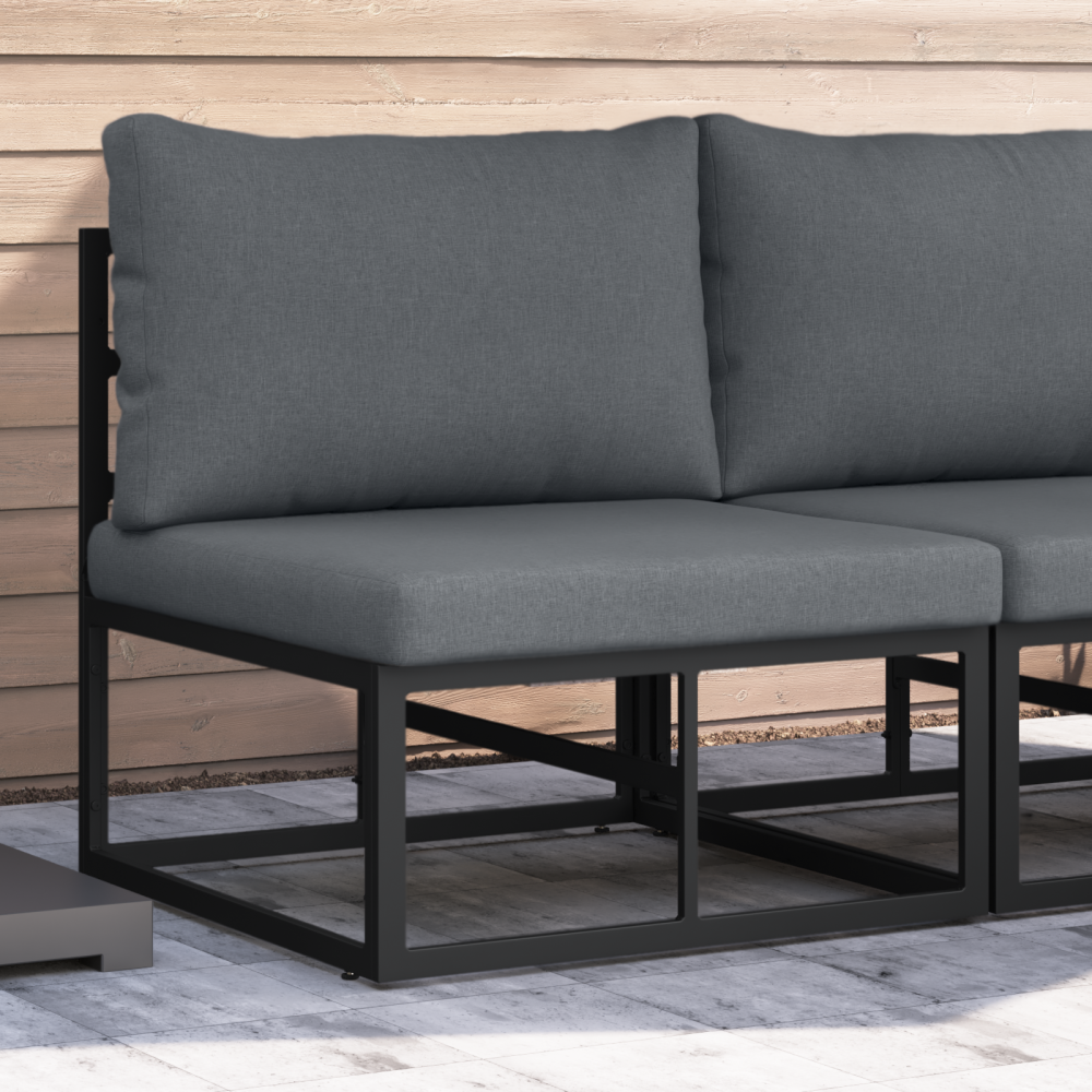 vidaXL Utomhusmöbelset Svart och Anthracit Stål och 160g polyester tyg