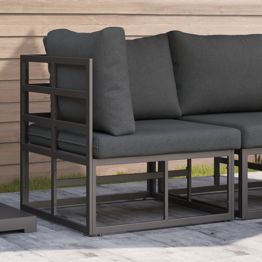 vidaXL Utomhusmöbelset Svart och Anthracit Stål och 160g polyester tyg