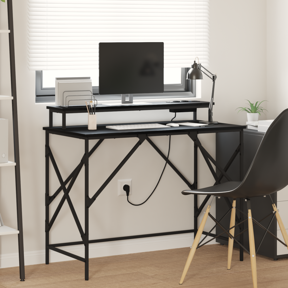 vidaXL Skrivbord Svart ek 100 x 50 x 86.5 cm Konstruerat trä