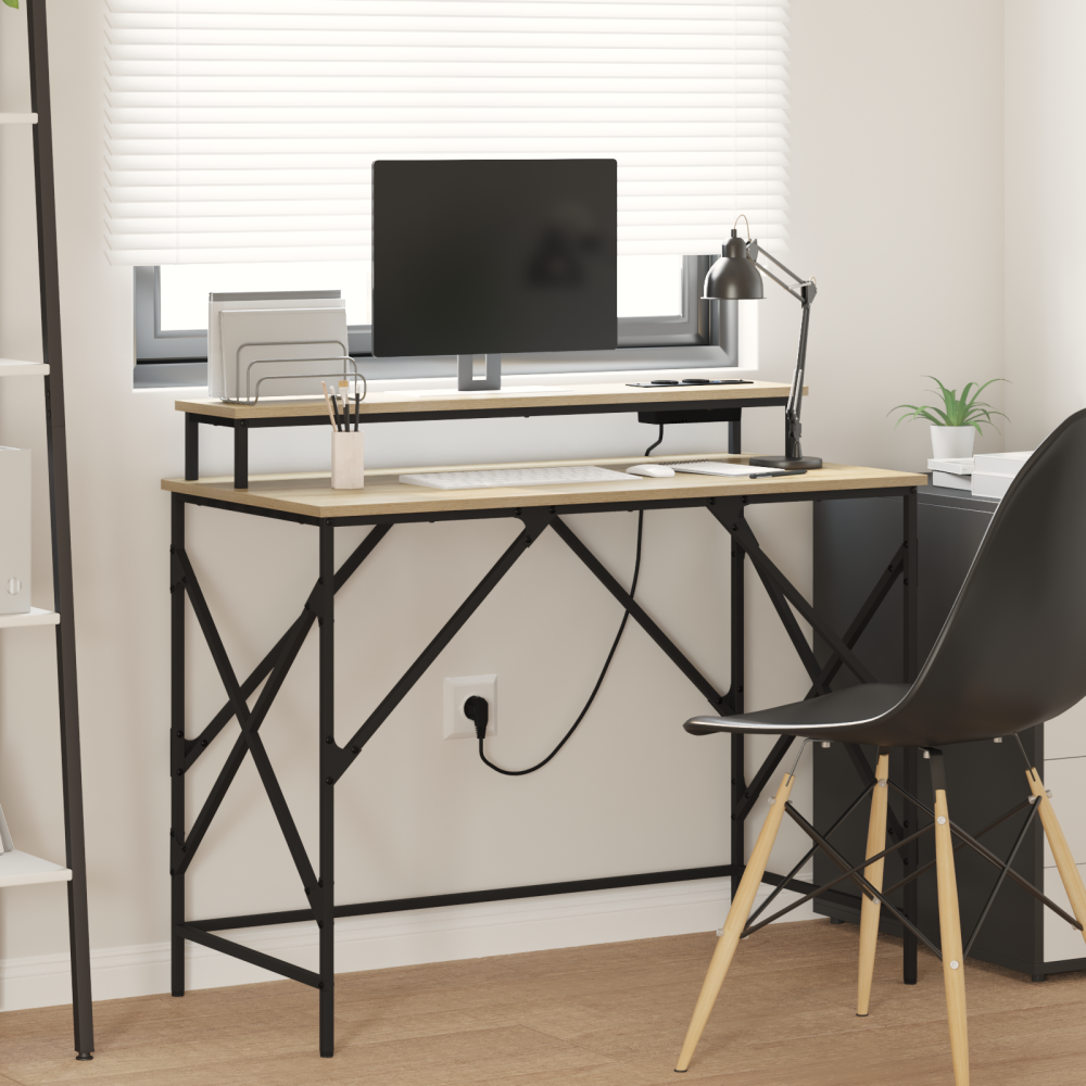vidaXL Skrivbord Sonoma ek 100 x 50 x 86.5 cm Konstruerat trä