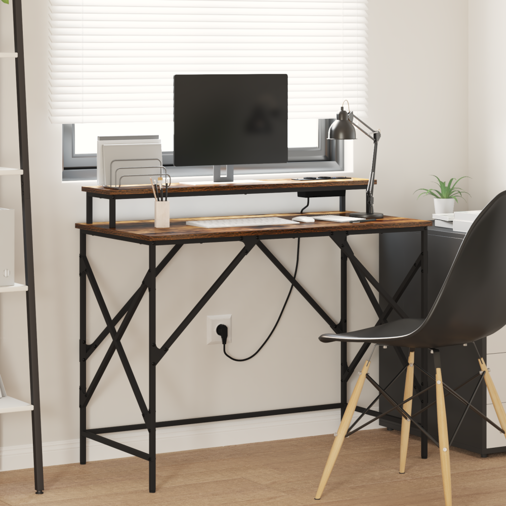 vidaXL Skrivbord Rökfärgad ek 100 x 50 x 86.5 cm Konstruerat trä