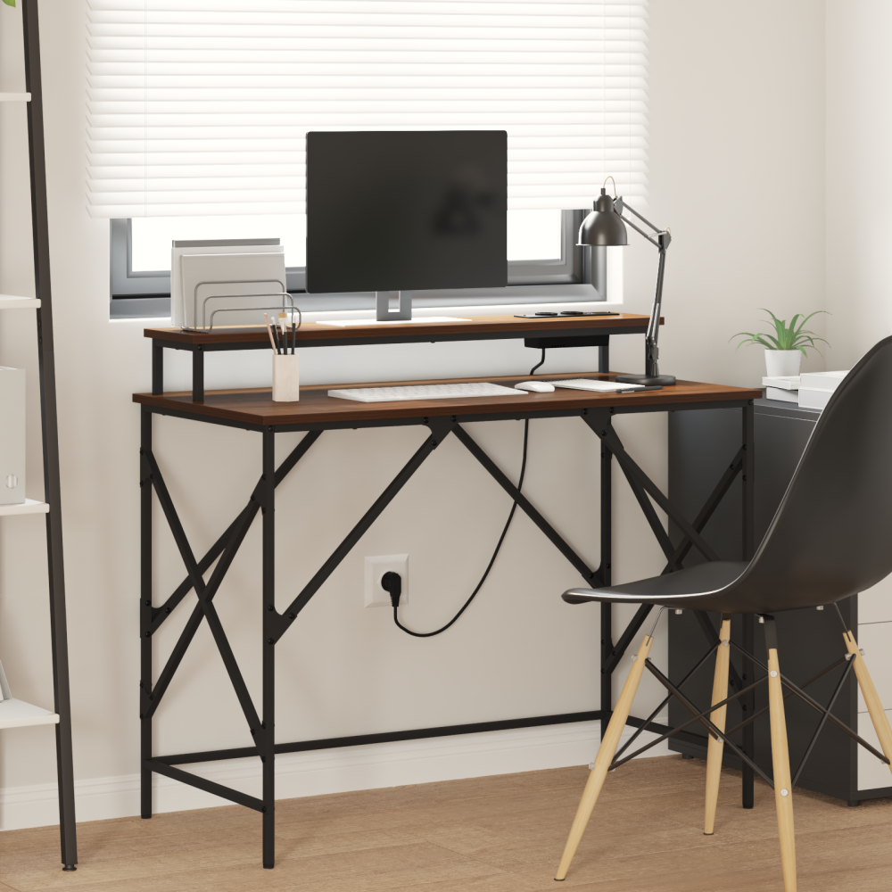 vidaXL Skrivbord brun ek 100 x 50 x 86.5 cm Konstruerat trä