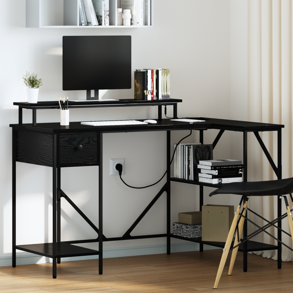 vidaXL Skrivbord Svart ek 120 x 79 x 86.5 cm Konstruerat trä