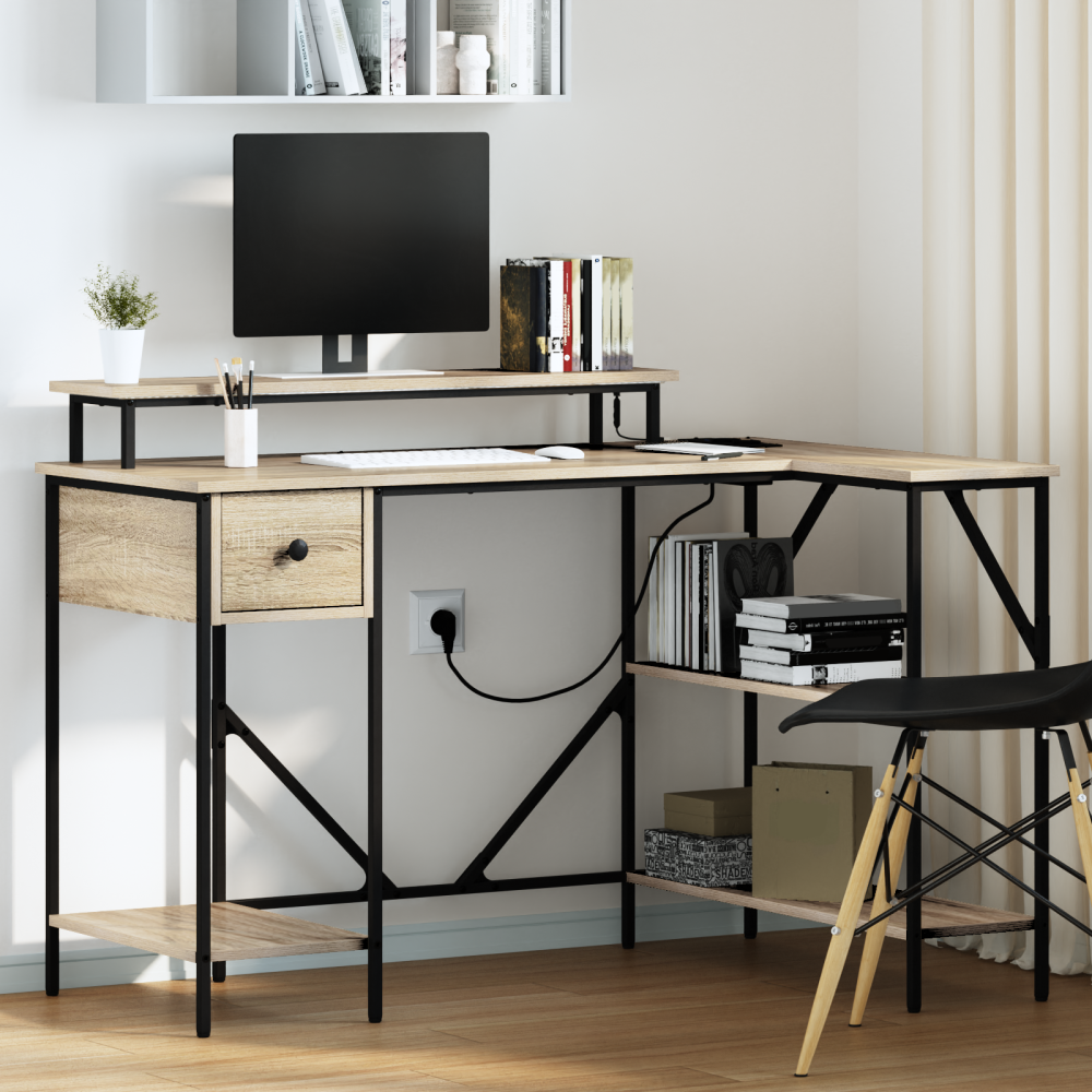 vidaXL Skrivbord Sonoma ek 120 x 79 x 86.5 cm Konstruerat trä