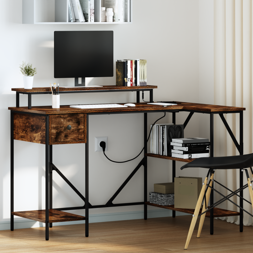 vidaXL Skrivbord Rökfärgad ek 120 x 79 x 86.5 cm Konstruerat trä