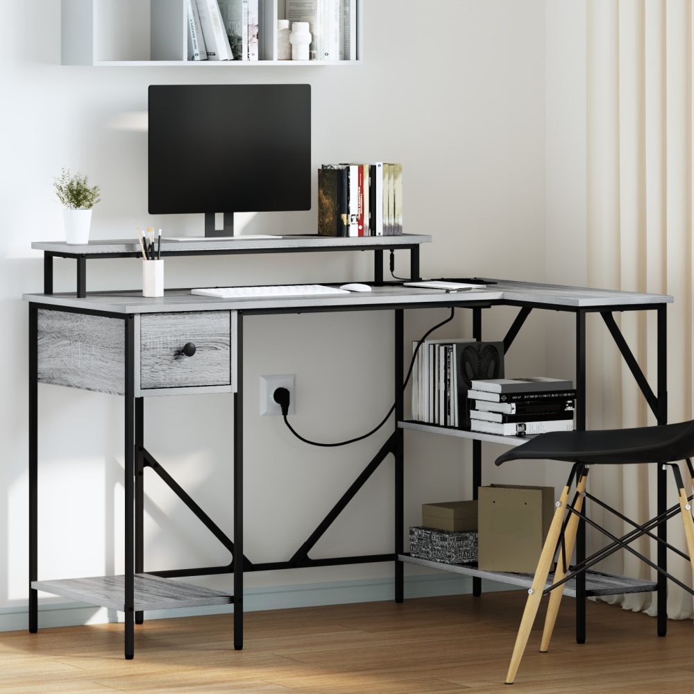 vidaXL Skrivbord Grå sonoma 120 x 79 x 86.5 cm Konstruerat trä