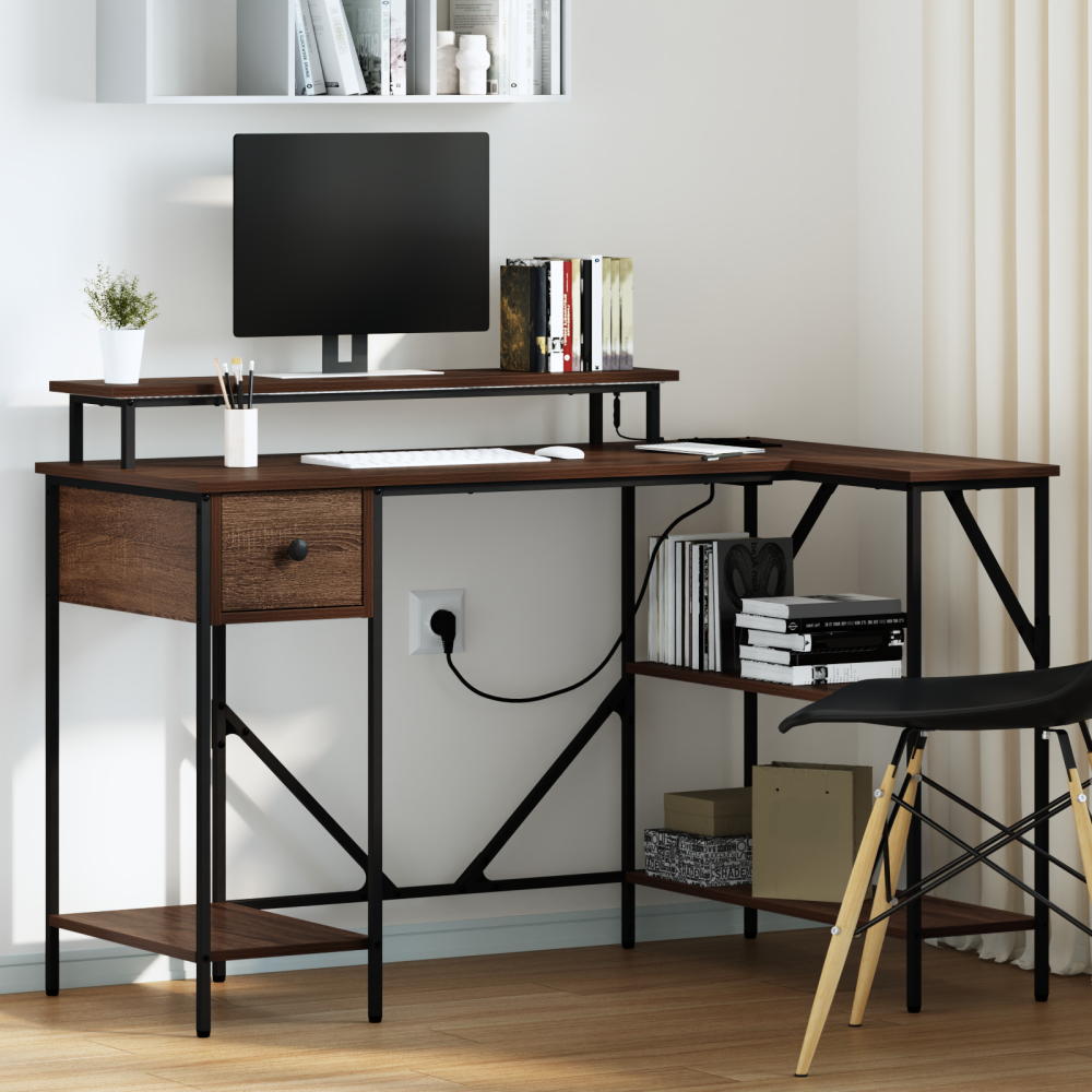 vidaXL Skrivbord brun ek 120 x 79 x 86.5 cm Konstruerat trä
