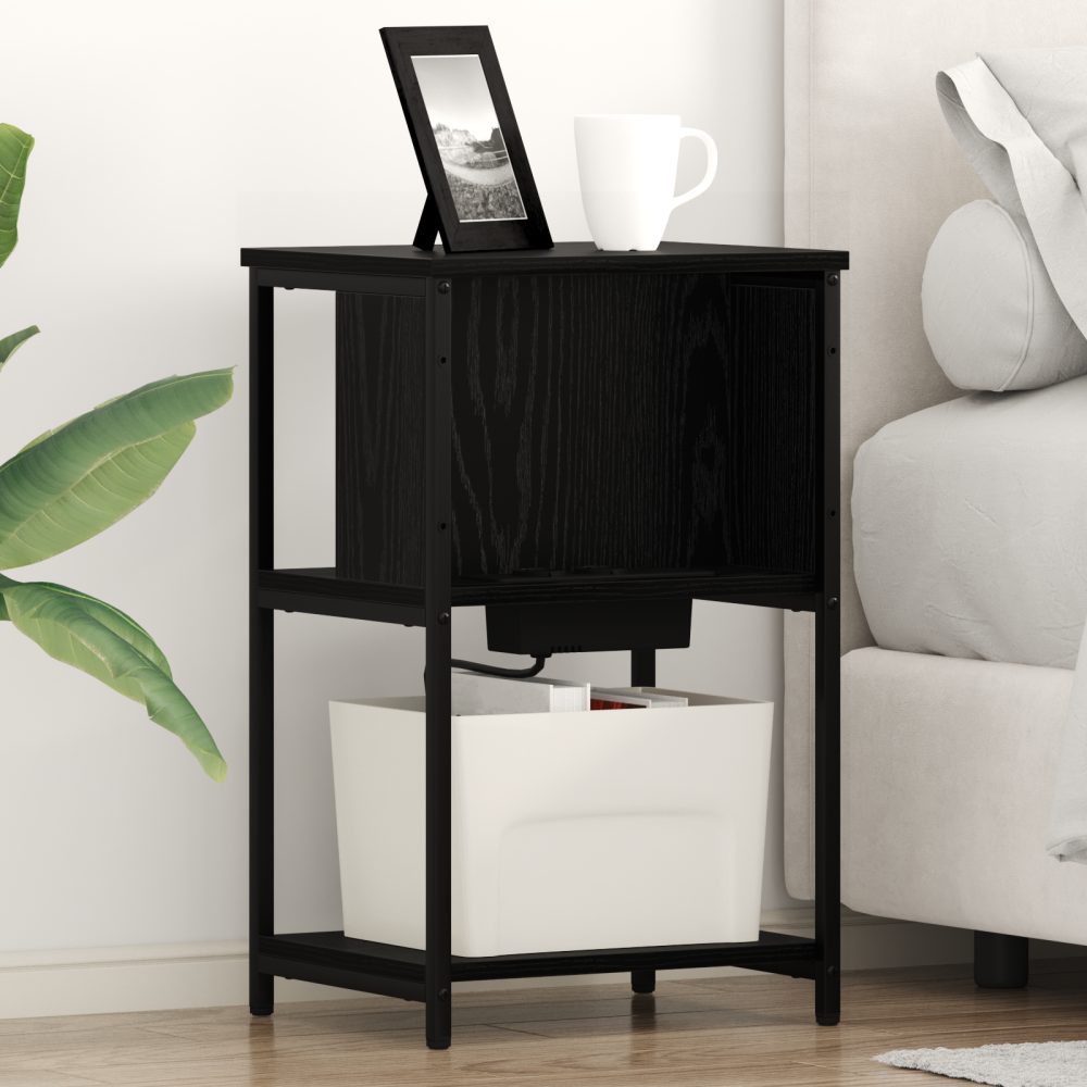 vidaXL Nattduksbord 2 pcs Svart ek 38 x 31 x 61 cm Konstruerat trä