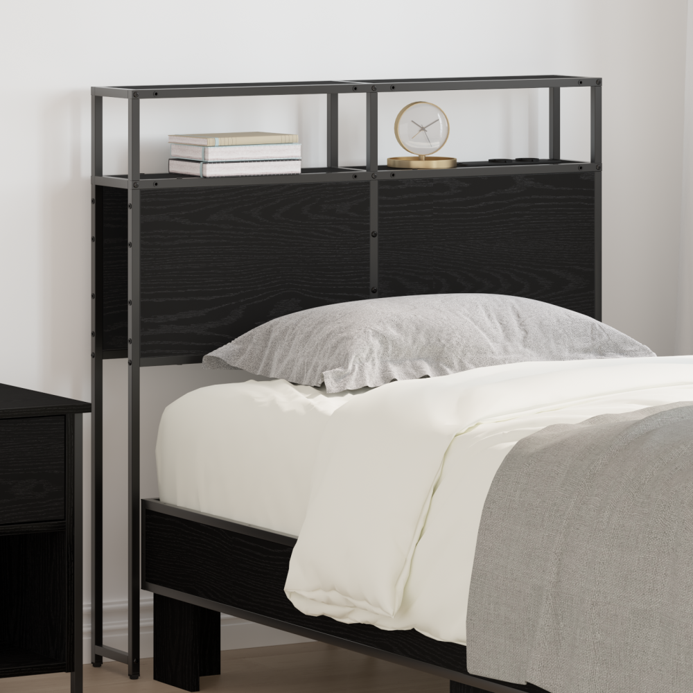 vidaXL Förvaringshuvudgavel Svart ek 80 cm Konstruerat trä