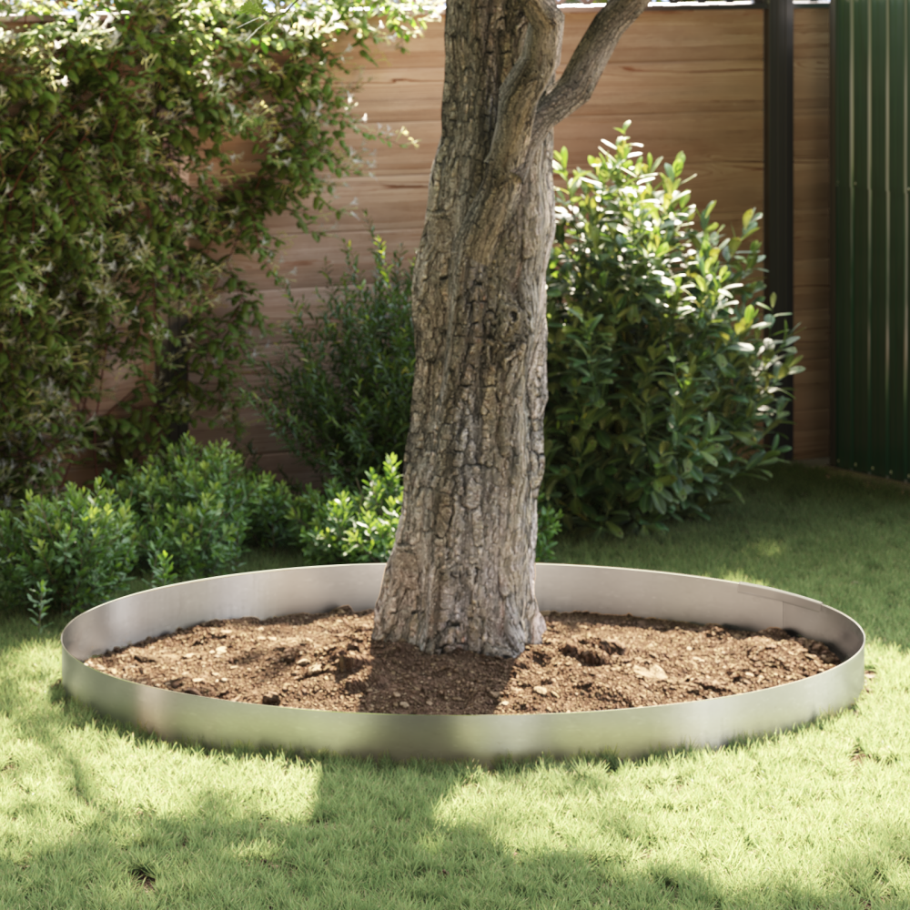 vidaXL Trädgårdsgräskant Silver 450 x 20 cm Rostfritt stål