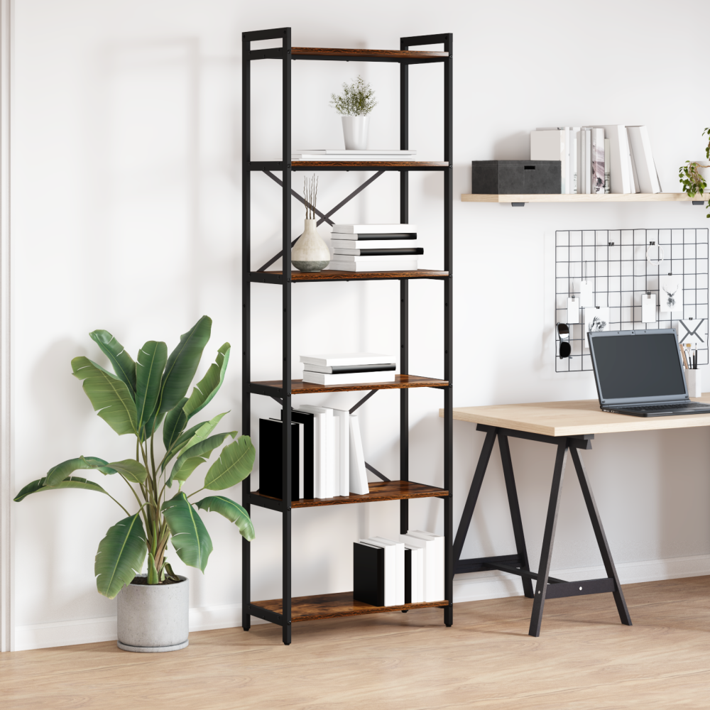 vidaXL Bokhylla Rökfärgad ek 60 x 30 x 188 cm Konstruerat trä