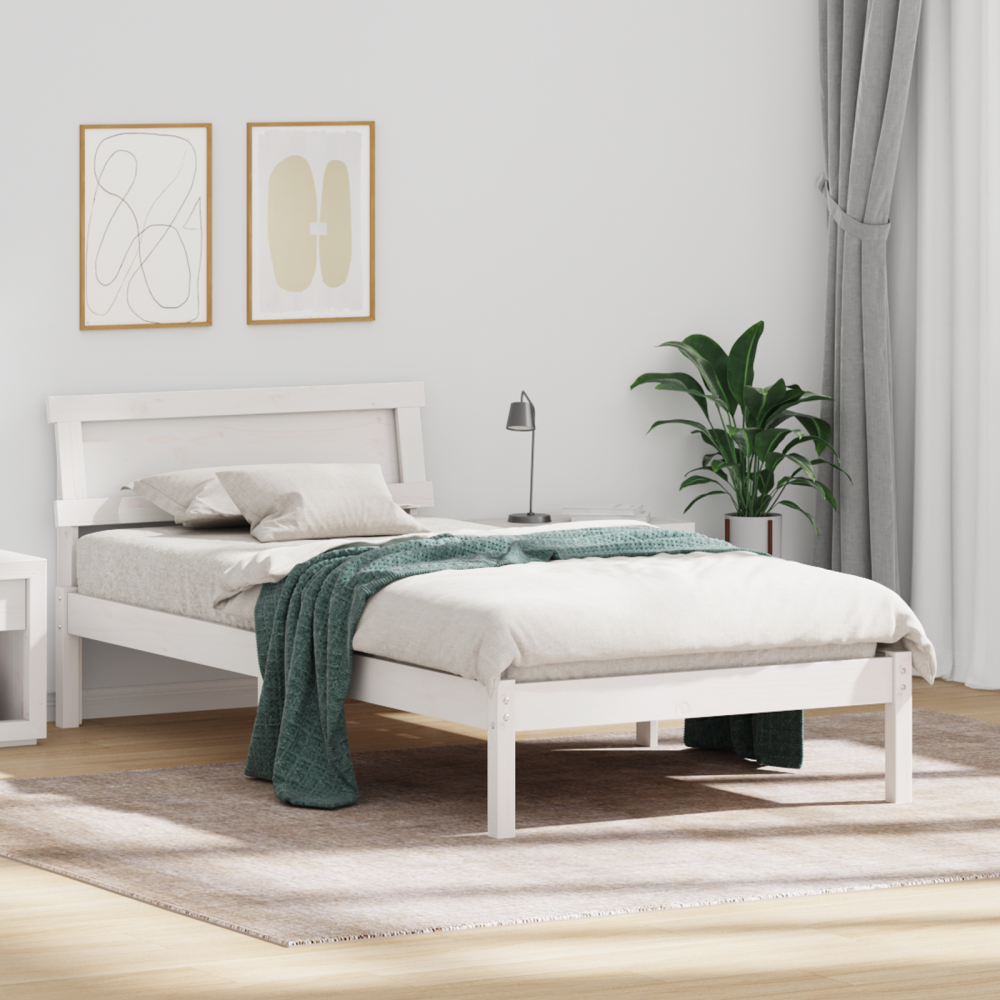 vidaXL Sängram med huvudgavel Vit 80 x 200 cm Massiv furu