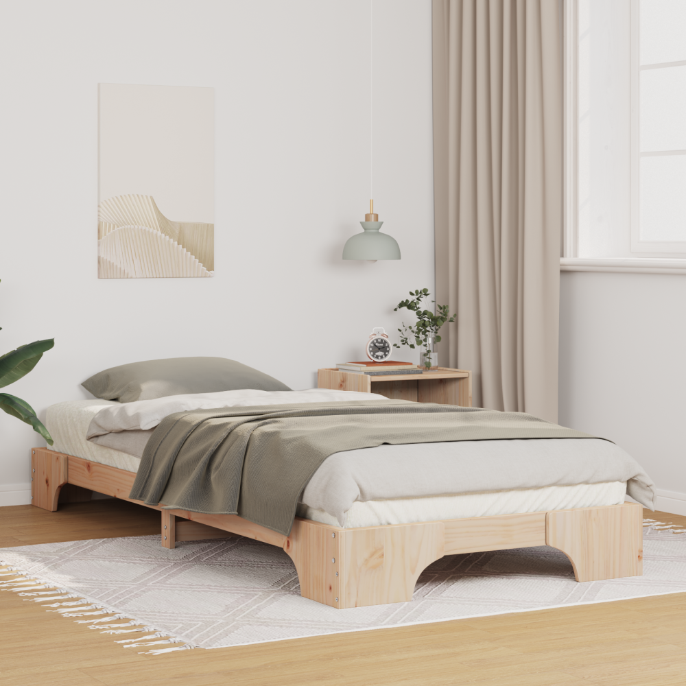 vidaXL Sängram Brun 80 x 210 cm Massiv furu