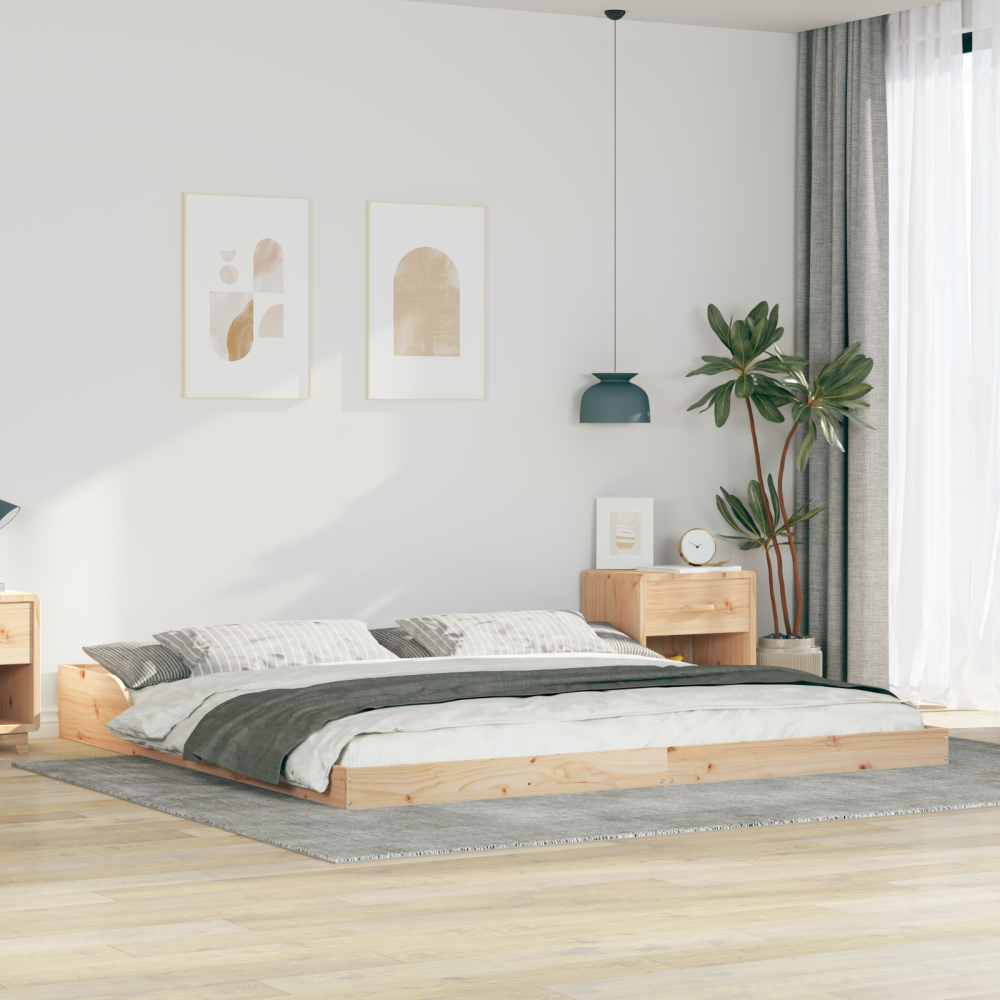 vidaXL Sängram Brun 200 x 200 cm Massiv furu
