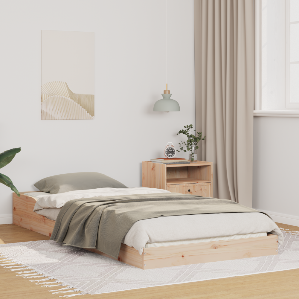 vidaXL Sängram Brun 90 x 210 cm Massiv furu