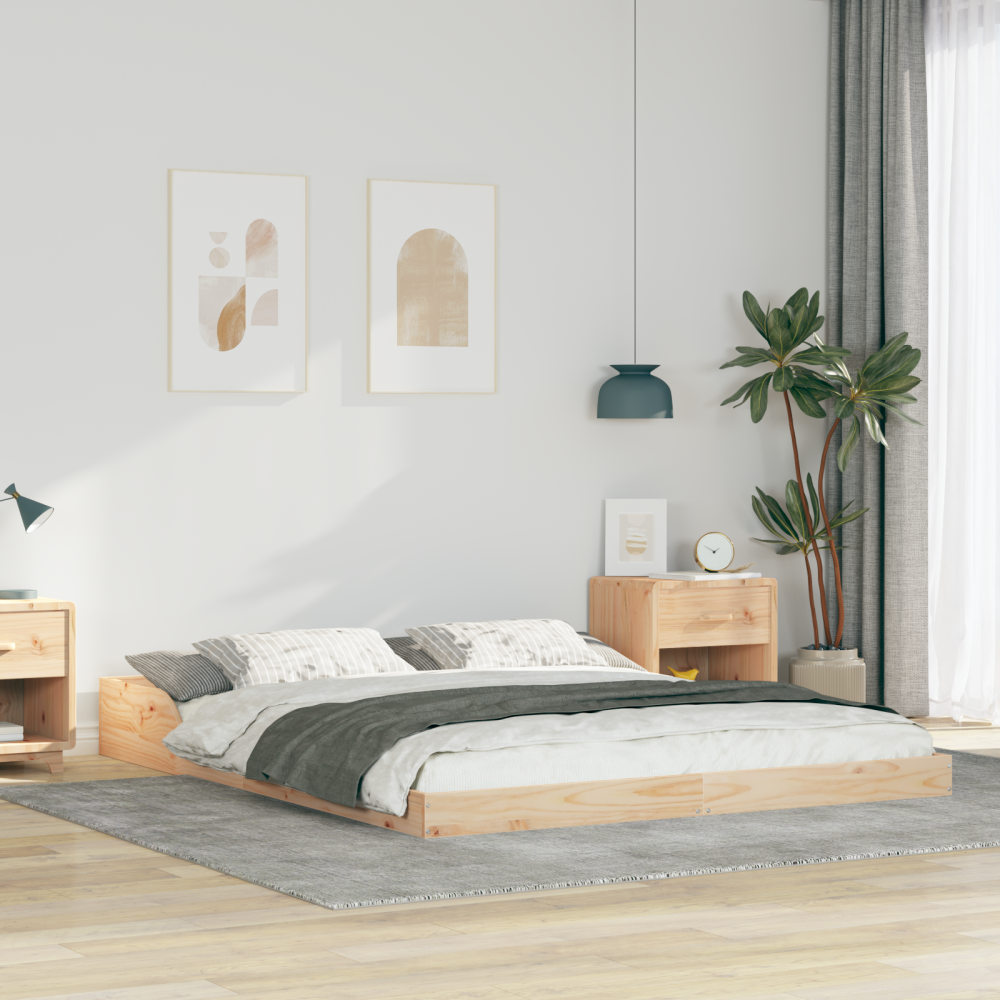 vidaXL Sängram Brun 140 x 210 cm Massiv furu