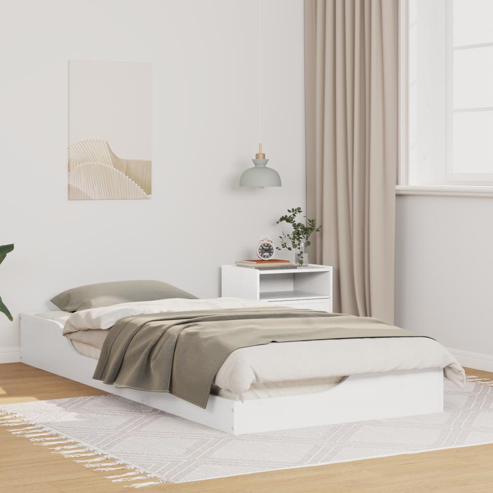 vidaXL Sängram Vit 80 x 210 cm Massiv furu