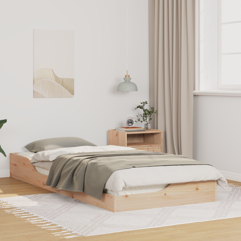vidaXL Sängram Brun 100 x 210 cm Massiv furu