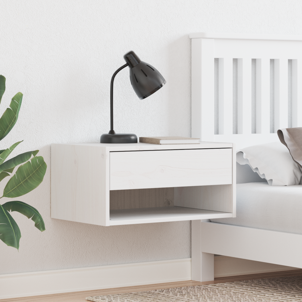 vidaXL Väggmonterat sängbord Vaxbrun 50 x 32,5 x 24 cm Massiv furu