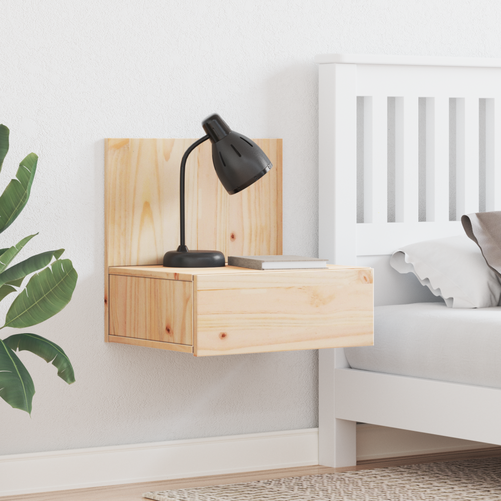 vidaXL Väggmonterat sängbord 2 pcs Brun 42 x 32.5 x 40 cm Massiv furu