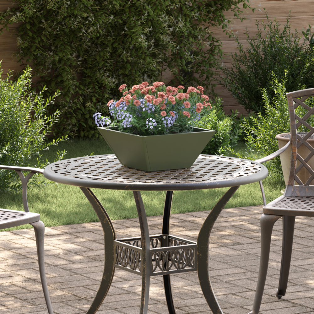 vidaXL Trädgårds Skål Planter 5 pcs Olivgrön 35 x 35 x 15 cm Stål