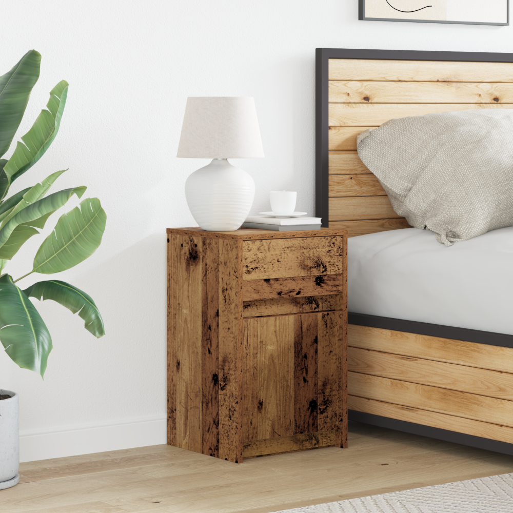 vidaXL LED Sängbord Cabinet Gammalt trä 38 x 34 x 61 cm Spånskiva