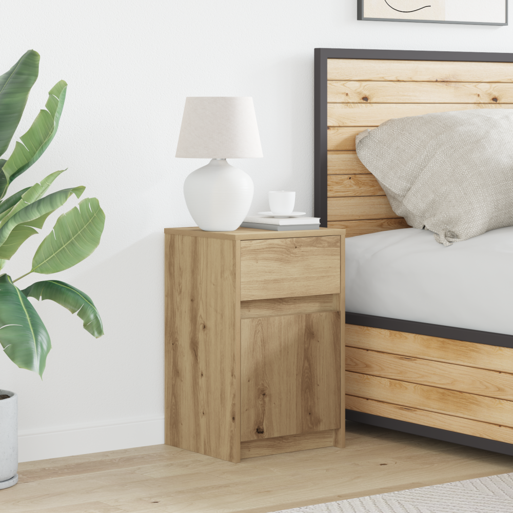 vidaXL LED Sängbord Cabinet artisan ek 38 x 34 x 61 cm Konstruerat trä