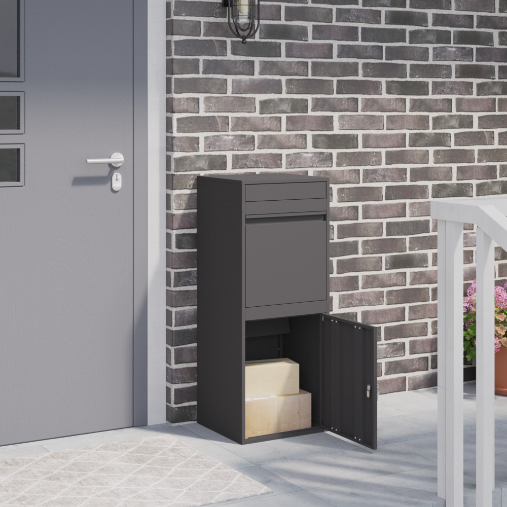 vidaXL Paketbox Svart 41 x 38 x 103 cm Stål
