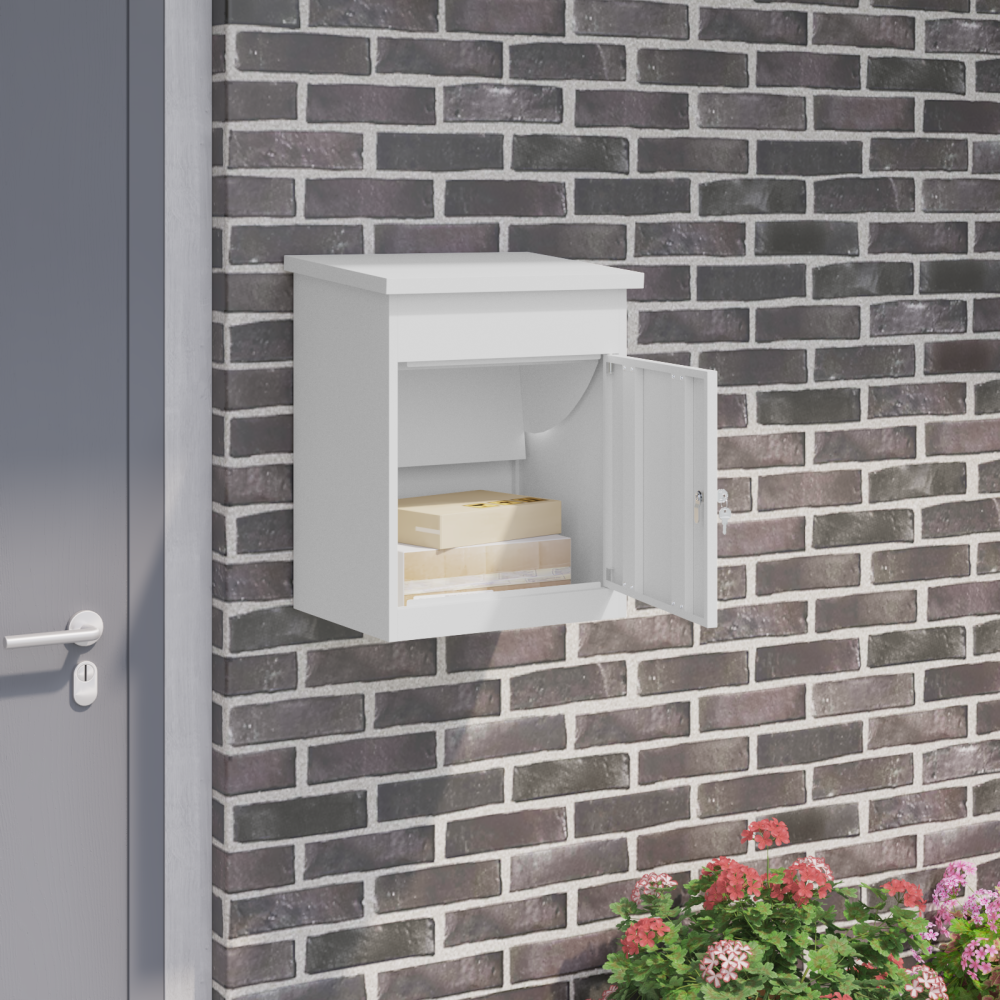 vidaXL Paketbox Vit 44 x 35 x 59 cm Stål