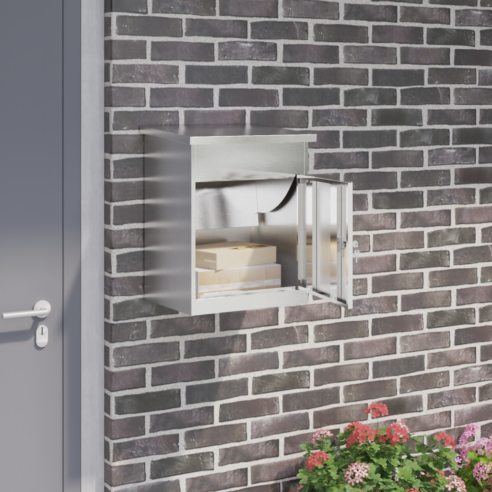 vidaXL Paketbox Svart 44 x 35 x 59 cm Rostfritt stål