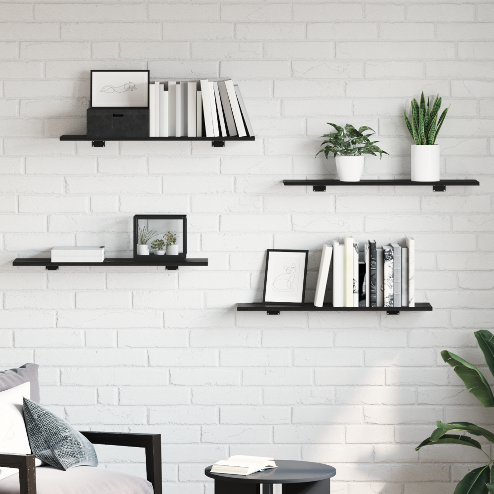 vidaXL Bokhylla Bräda med hylla 4 pcs Svart 100 x 40 x 1.5cm Spånskiva
