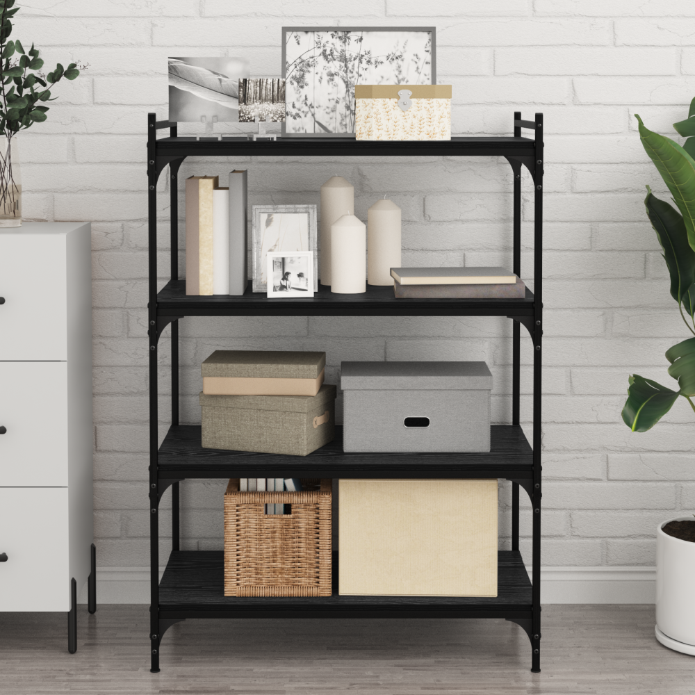 vidaXL Bokhylla Bräda med hylla 4 pcs Svart 100 x 40 x 1.5cm Spånskiva