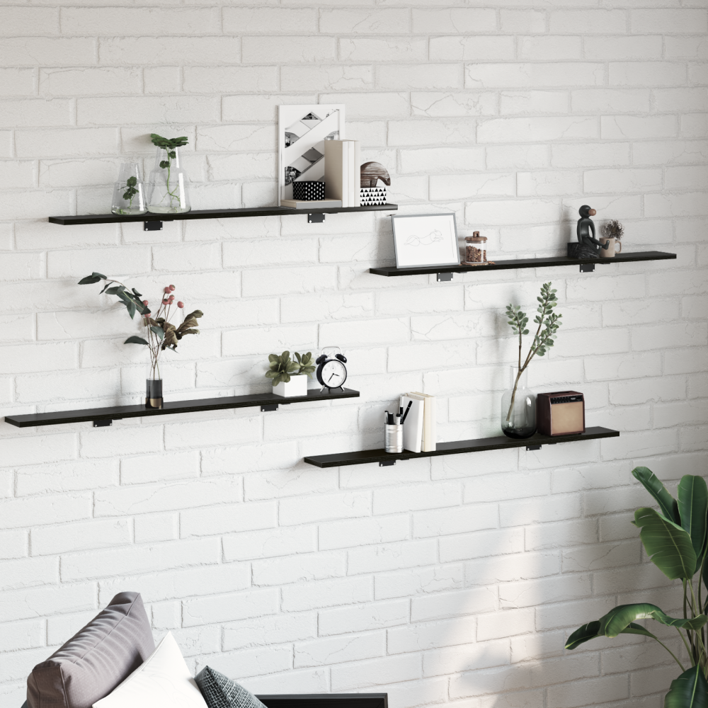 vidaXL Bokhylla Bräda med hylla 4 pcs Svart 100 x 40 x 1.5cm Spånskiva