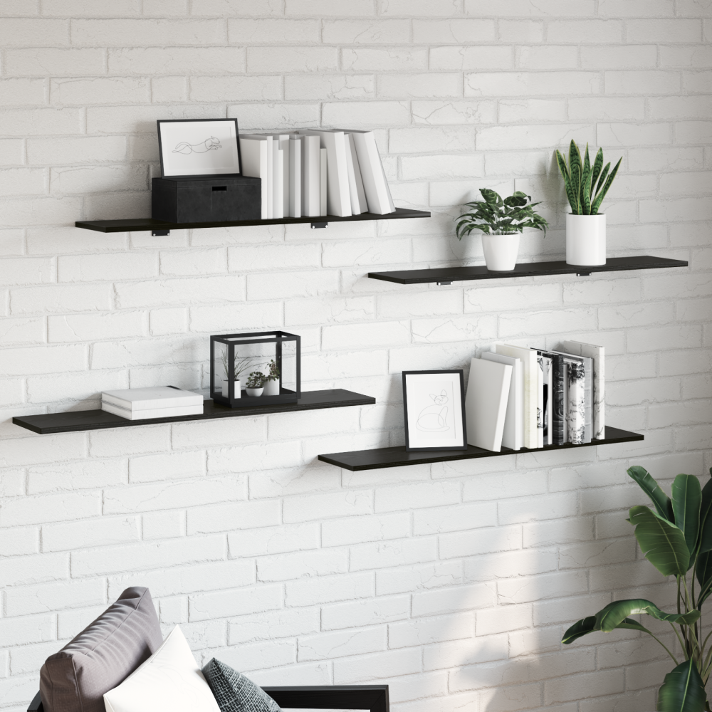 vidaXL Bokhylla Bräda med hylla 4 pcs Svart 100 x 40 x 1.5cm Spånskiva