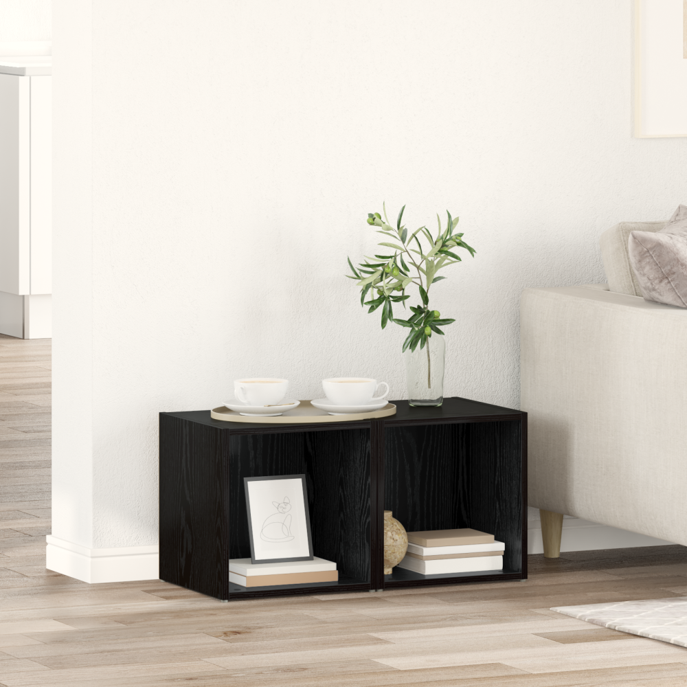 vidaXL TV-bänkset 2 pcs Svart 37 x 35 x 37,5 cm Konstruerat trä