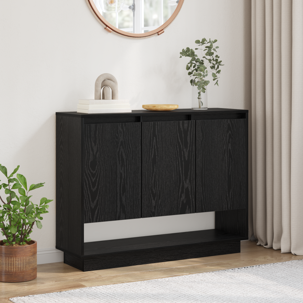 vidaXL Sideboard med hylla med dörr Svart ek 97 x 29 x 75 cm Konstruerat trä