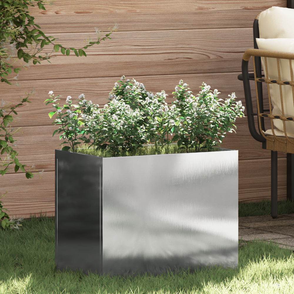 vidaXL Trädgårdsplanterare Silver 50 x 32 x 40 cm Rostfritt stål
