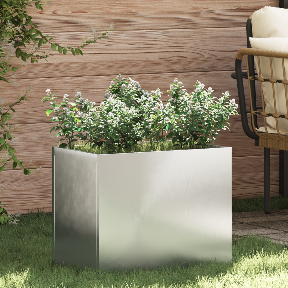 vidaXL Trädgårdsplanterare Silver 50 x 32 x 40 cm Galvaniserat stål