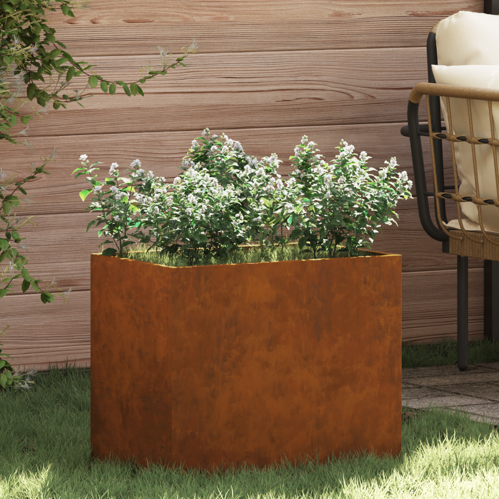 vidaXL Trädgårdsplanterare Brun 50 x 32 x 40 cm Väderbiten stål