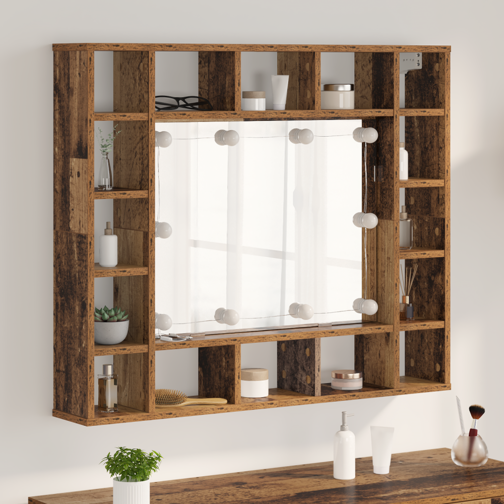 vidaXL Spegelskåp Gammalt trä 91 x 15 x 76.5 cm Konstruerat trä