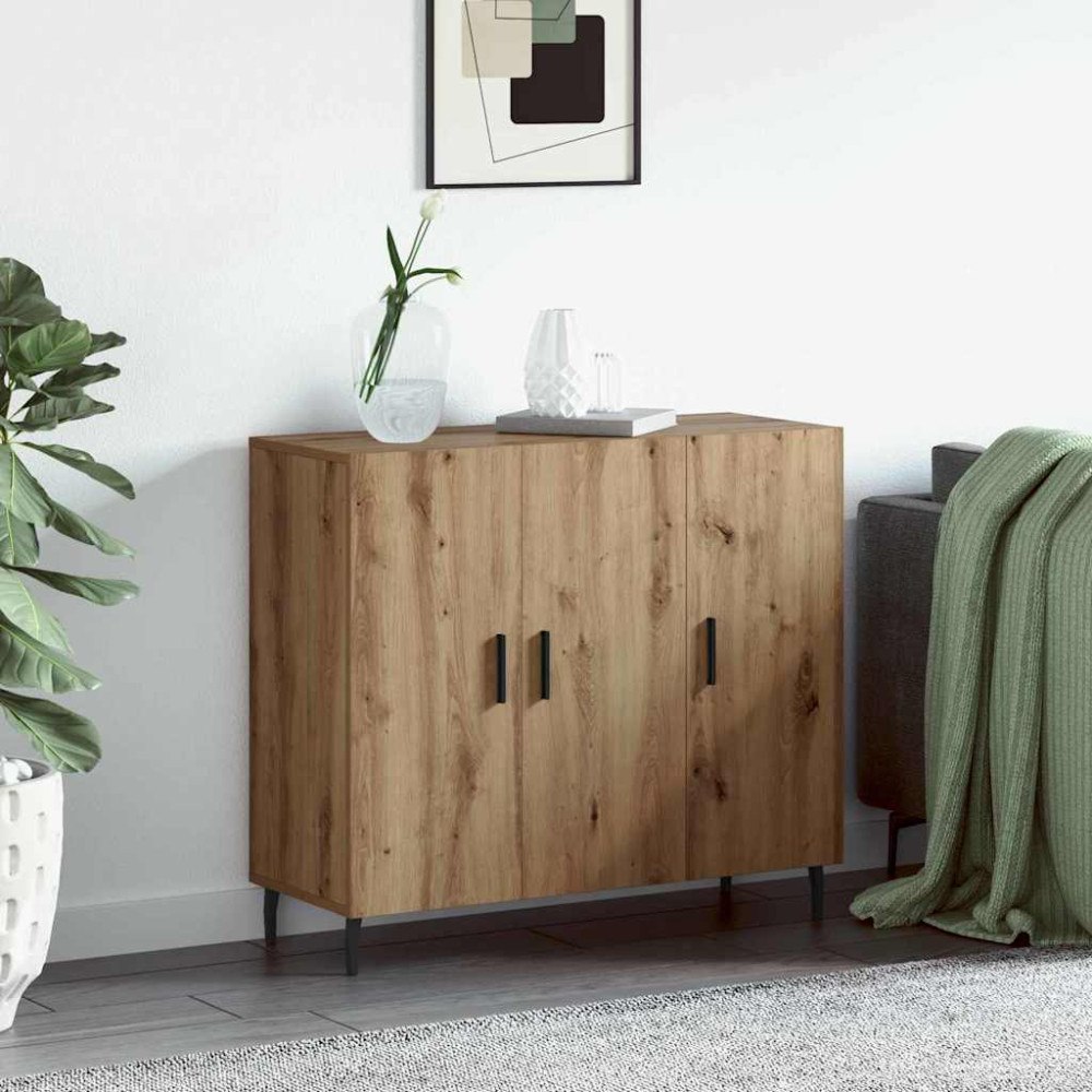 vidaXL Sideboard med lagring med dörr Brun 90 x 34 x 80 cm Konstruerat trä