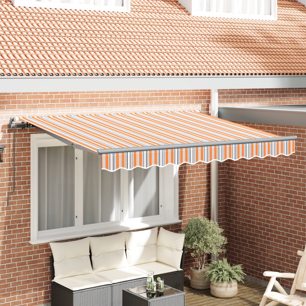 vidaXL Utfällbar markis Flerfärgad rand 250 x 200 cm