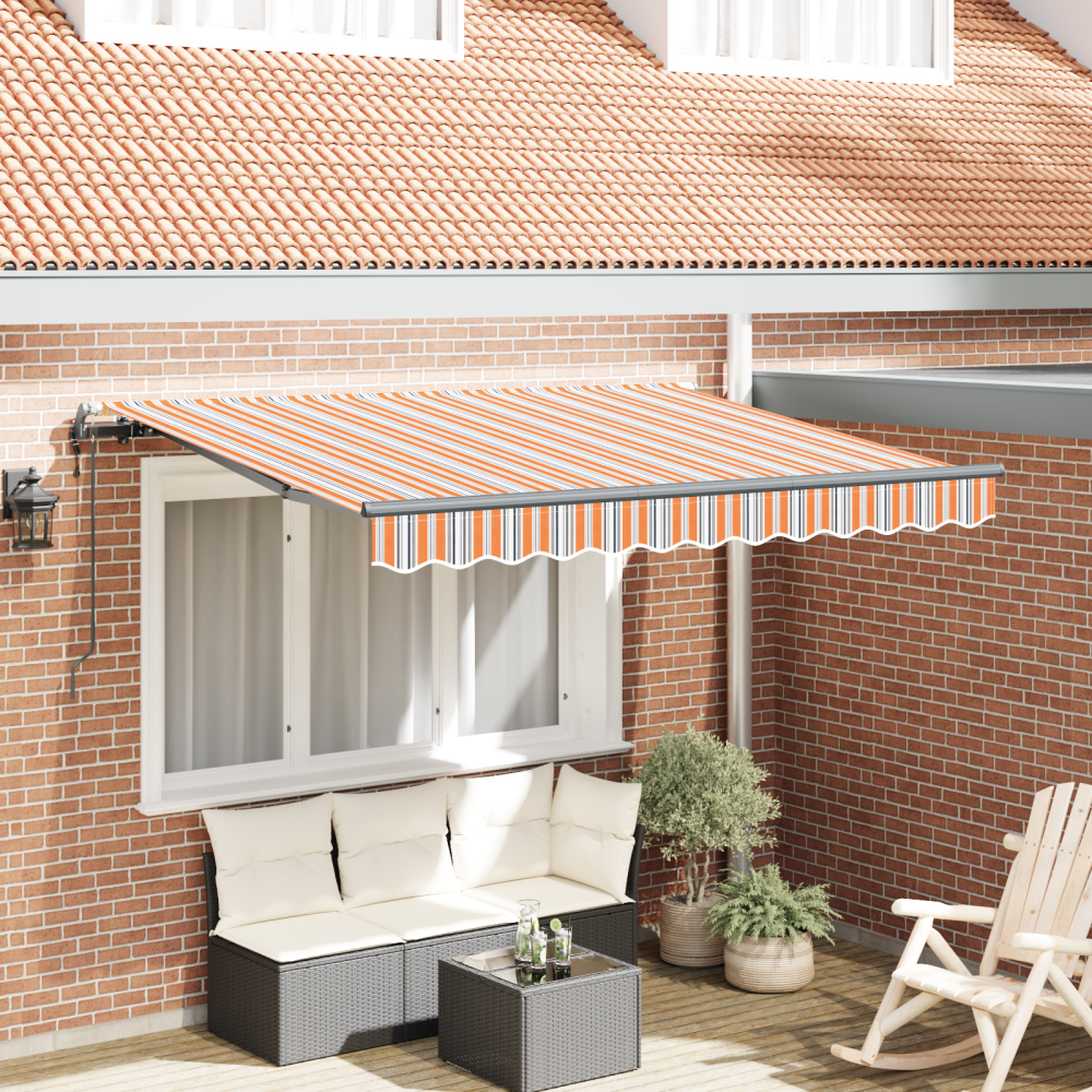 vidaXL Utfällbar markis Flerfärgad rand 250 x 200 cm