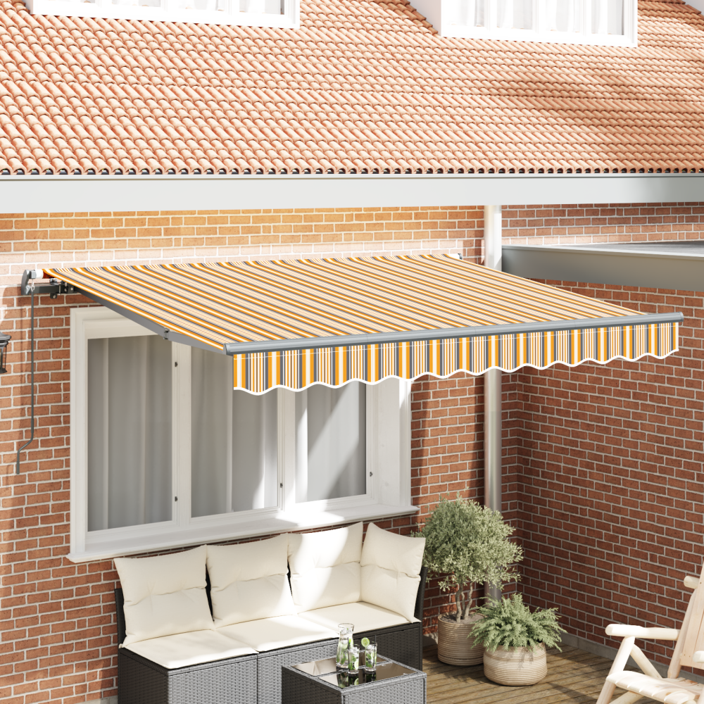 vidaXL Utfällbar markis Gul och Grå 250 x 200 cm tyg